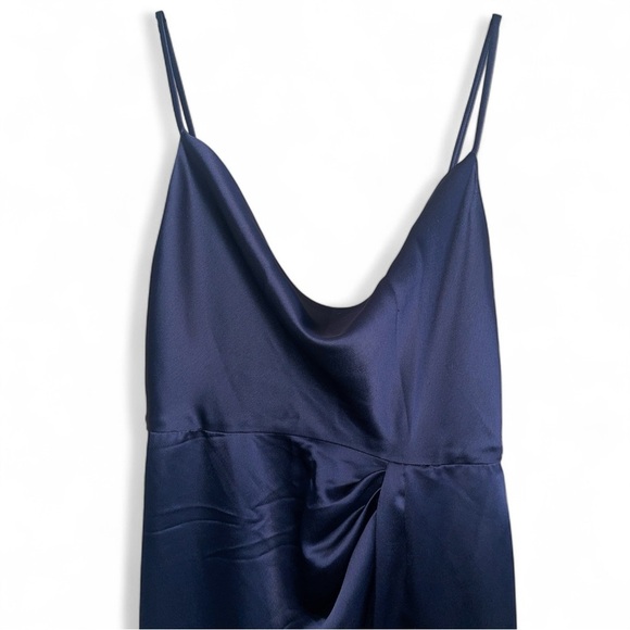 Formal Vivian Diamond Elegant Evening Low Back Maxi Gown Cowl Neck Side Slip S/M - Picture 3 of 12